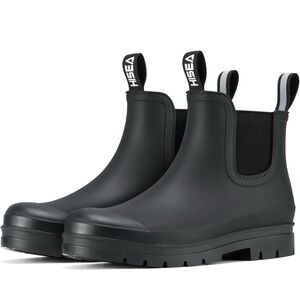 HISEA Women's Black Chelsea Waterproof Rain Boots